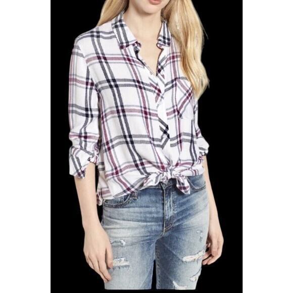 RAILS Hunter Plaid Rayon Flannel Button Up Shirt Women’s Size M Classic Preppy‎ - Picture 1 of 8